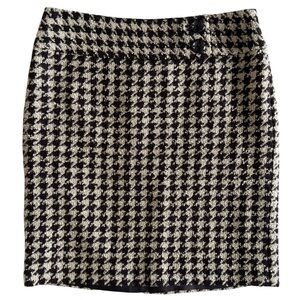 Ann Taylor Brown Houndstooth pencil mini Skirt wool bled size 6 office siren 985